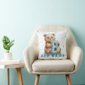 Bear & Letter B – Blue Clouds Baby Pillow Kussen (Stoel)