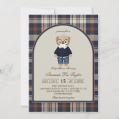 Bear Luxury Plaid Boy Baby Shower Kaart (Voorkant)