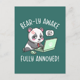 Bear-ly Awake Fully Annoyed - Panda Office Humor Briefkaart