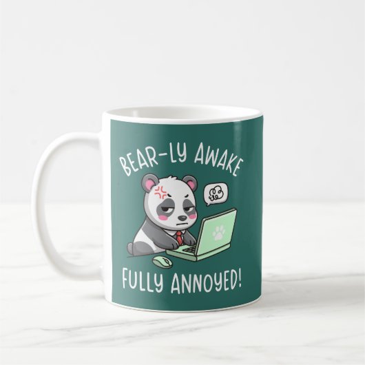 Bear-ly Awake Fully Annoyed - Panda Office Humor Koffiemok (Links)