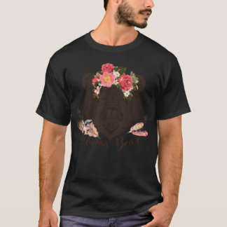 Bear Mama Mountains Calling Design Baseball  Sleev T-shirt