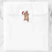 Bear Merry Christmas Winter Animals Vierkante Sticker (Tas)
