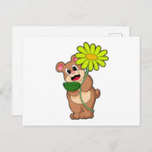 Bear met gele bloem briefkaart (Voorkant / Achterkant)