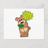 Bear met gele bloem briefkaart (Voorkant)