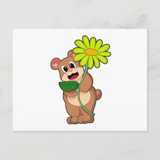 Bear met gele bloem briefkaart (Voorkant)