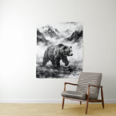 Bear Mountain | Black and White Wildlife Art Wandkleed (In situ)