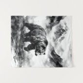 Bear Mountain | Black and White Wildlife Art Wandkleed (Voorkant (horizontaal))