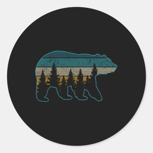 Bear Nature Grizzly Brown Black Bear Hiking Huntin Ronde Sticker (Voorkant)