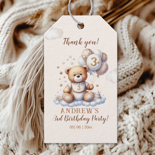 Bear on a Cloud – 3rd Birthday Party Supplies Cadeaulabel