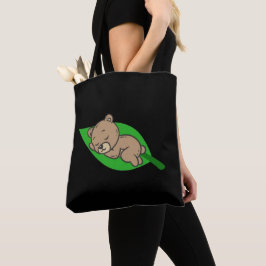 Bear on a Leaf Tote Bag