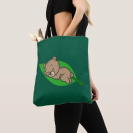 Bear on a Leaf Tote Bag