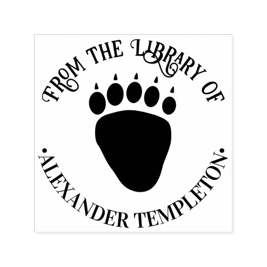 Bear Paw Print Library Book Name Embosser Zelfinktende Stempel (Design)