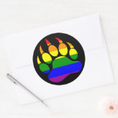 BEAR PAW RAINBOW VLAG OP ZWART - Ronde Sticker (Envelop)