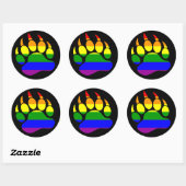 BEAR PAW RAINBOW VLAG OP ZWART - Ronde Sticker (Vel)
