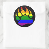 BEAR PAW RAINBOW VLAG OP ZWART - Ronde Sticker (Tas)