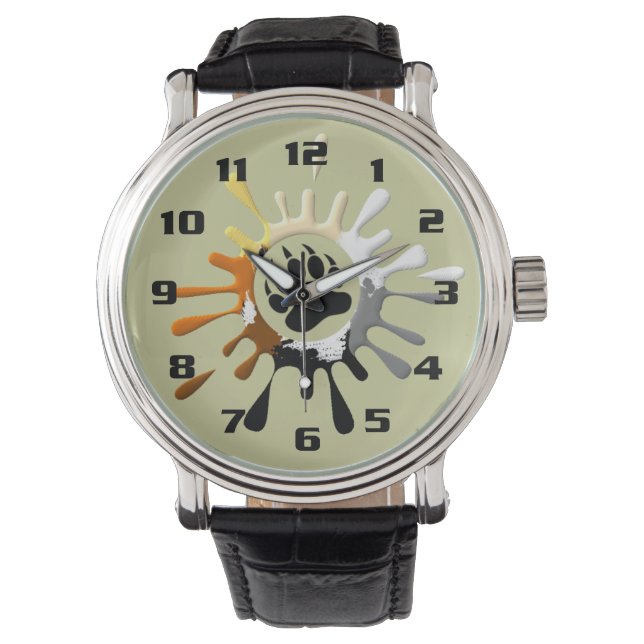 Bear Paw Splash Bear Pride Kleuren Horloge (Voorkant)