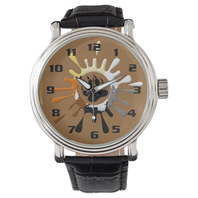 Bear Paw Splash Bear Pride Kleuren Horloge (Voorkant)