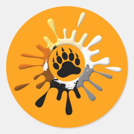 Bear Paw Splash Bear Pride Kleuren Ronde Sticker (Voorkant)