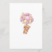 Bear Pink Balloons Baby Shower Menu (Achterkant)