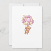 Bear Pink Balloons Baby Shower Menu Kaart (Achterkant)