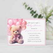 Bear Pink Bow Baby Shower It's a Girl (Staand voorkant)