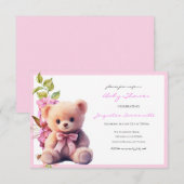 Bear Pink Bow Baby Shower It's a Girl (Voorkant / Achterkant)