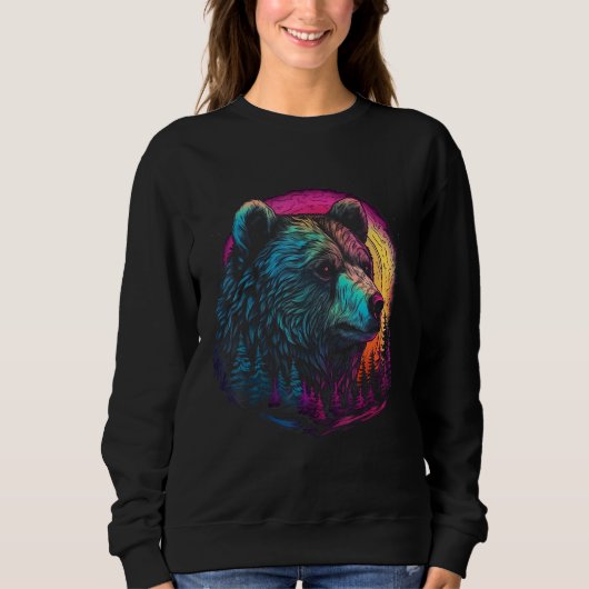 Bear Pink sunset Wild animal Trui (Voorkant)