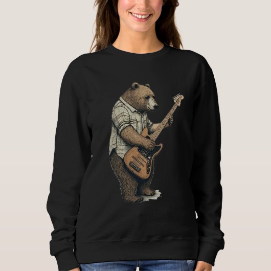 BEAR PLAYING GUITAR Guitarist Bear Electric Bass G Trui (Voorkant)