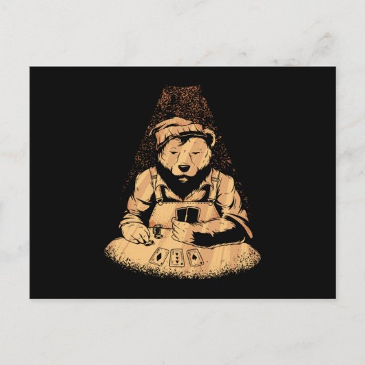 Bear Playing Poker Cards Casino Game Gambling Gift Briefkaart (Voorkant)
