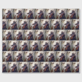 Bear Playing the Cello In a Misty Forest Cadeaupapier (Vlak)