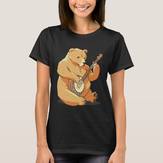 Bear plays guitar with instrument for bear friends t-shirt (Voorkant)