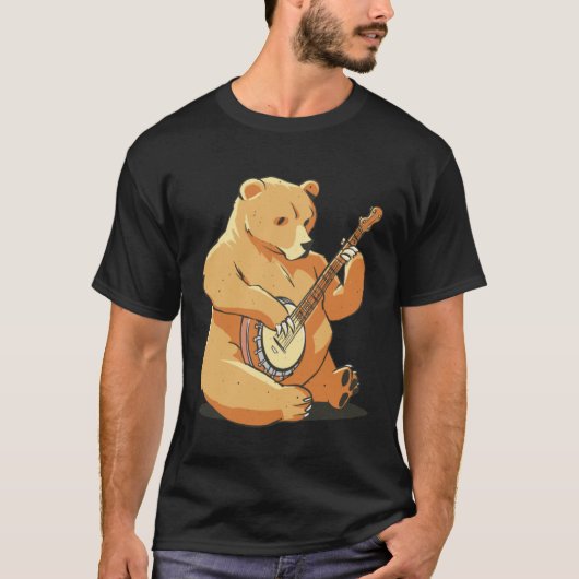 Bear plays guitar with instrument for bear friends t-shirt (Voorkant)