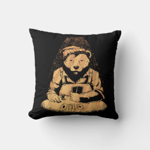 Bear Poker Player Playing Cards Lucky Gambler Kussen