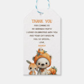 Bear Rabbit Bird Fall Kids' Birthday Thank You Cadeaulabel (Voorkant)