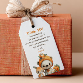 Bear Rabbit Bird Fall Kids' Birthday Thank You Cadeaulabel