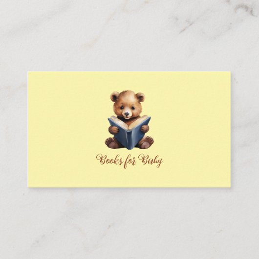 Bear Reading Books for Baby Shower Enclosure Card Informatiekaartje (Achterkant)