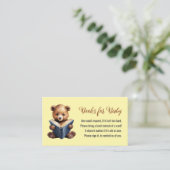 Bear Reading Books for Baby Shower Enclosure Card Informatiekaartje (Staand voorkant)
