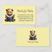 Bear Reading Books for Baby Shower Enclosure Card Informatiekaartje (Voorkant / Achterkant)