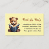 Bear Reading Books for Baby Shower Enclosure Card Informatiekaartje (Voorkant)