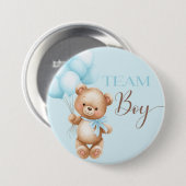 Bear round pin for gender reveal team boy ronde button 7,6 cm (Voorkant /achterkant)