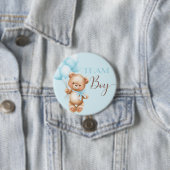 Bear round pin for gender reveal team boy ronde button 7,6 cm (In situ)