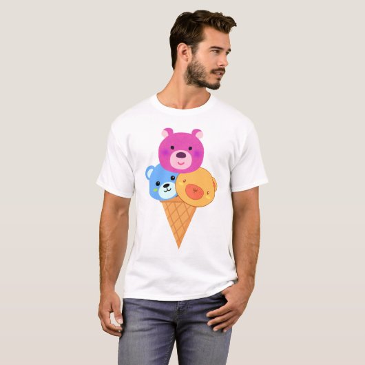 Bear Scoop Ice Cream Cone T-shirt (Voorkant volledig)