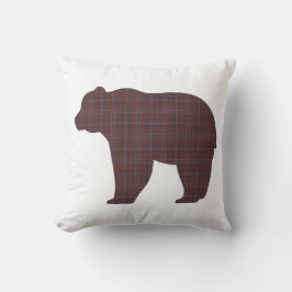 Bear Shape Plaid Brown Cabin Core Kussen