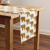 Bear Shape Plaid Orange Light Blue Table Runner Korte Tafelloper (Voorbeeld)
