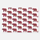 Bear Shaped Plaid Red Black Buffalo Inpakpapier Vel (Voorkant 3)