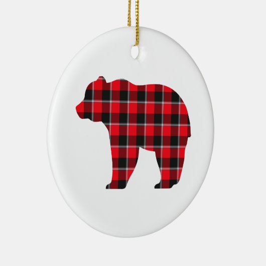Bear Shaped Plaid Red Black Buffalo Keramisch Ornament (Rechts)
