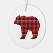 Bear Shaped Plaid Red Black Buffalo Keramisch Ornament (Links)