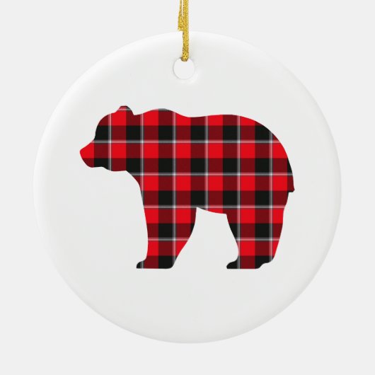 Bear Shaped Plaid Red Black Buffalo Keramisch Ornament (Achterkant)