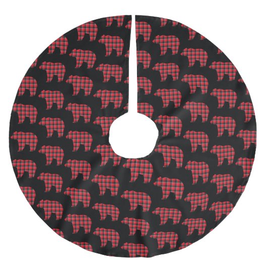 Bear Shaped Plaid Red Black Buffalo Kerstboom Rok (Voorkant)