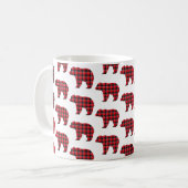 Bear Shaped Plaid Red Black Buffalo Koffiemok (Voorkant links)